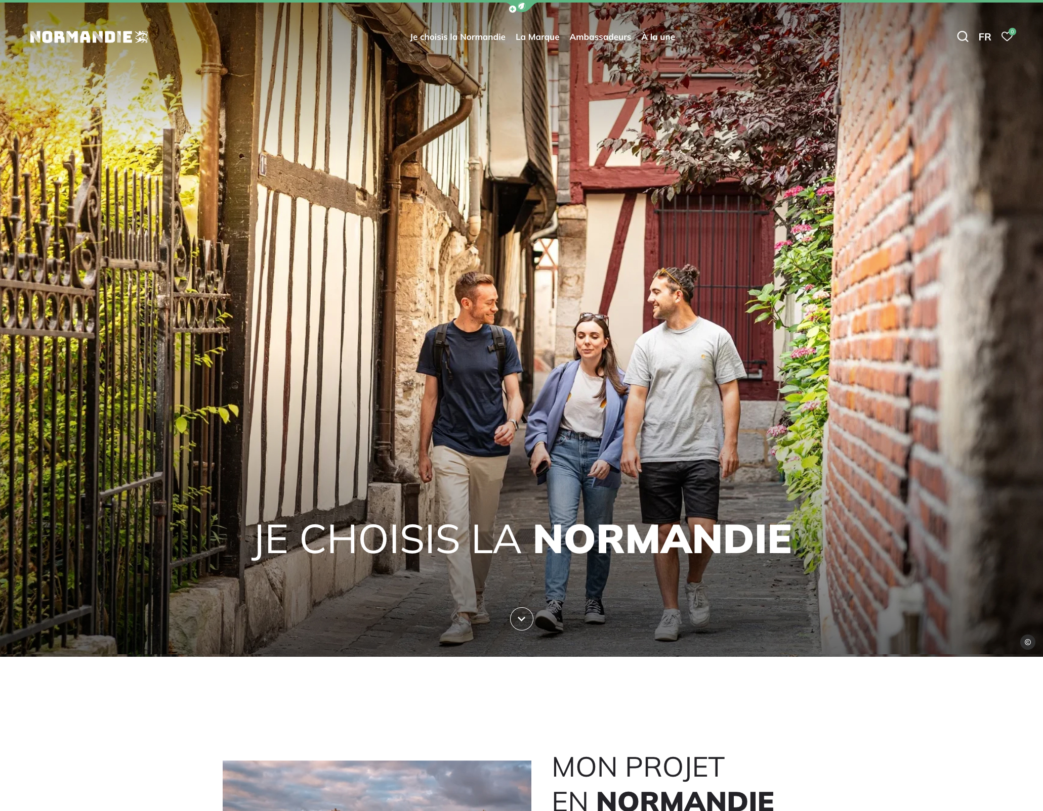 page d'accueil avec une photo du site choisir la normandie